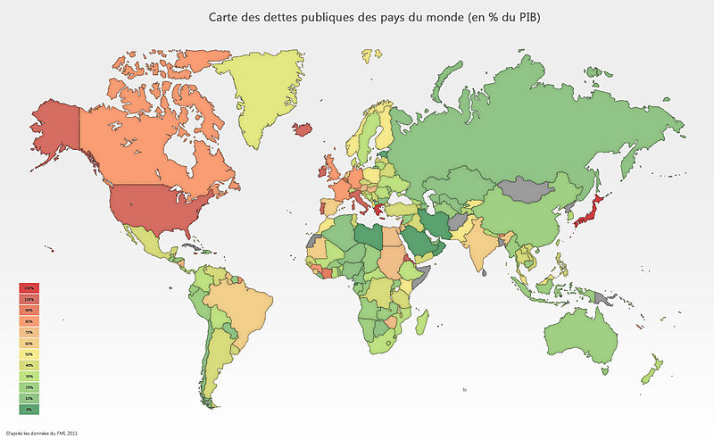 World public debt as a percent of GDP, 2011