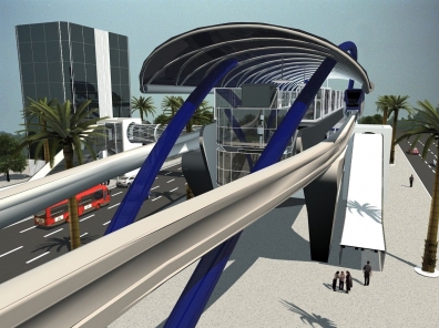 Art rendering of a proposed new monorail station for São Paulo, Brazil